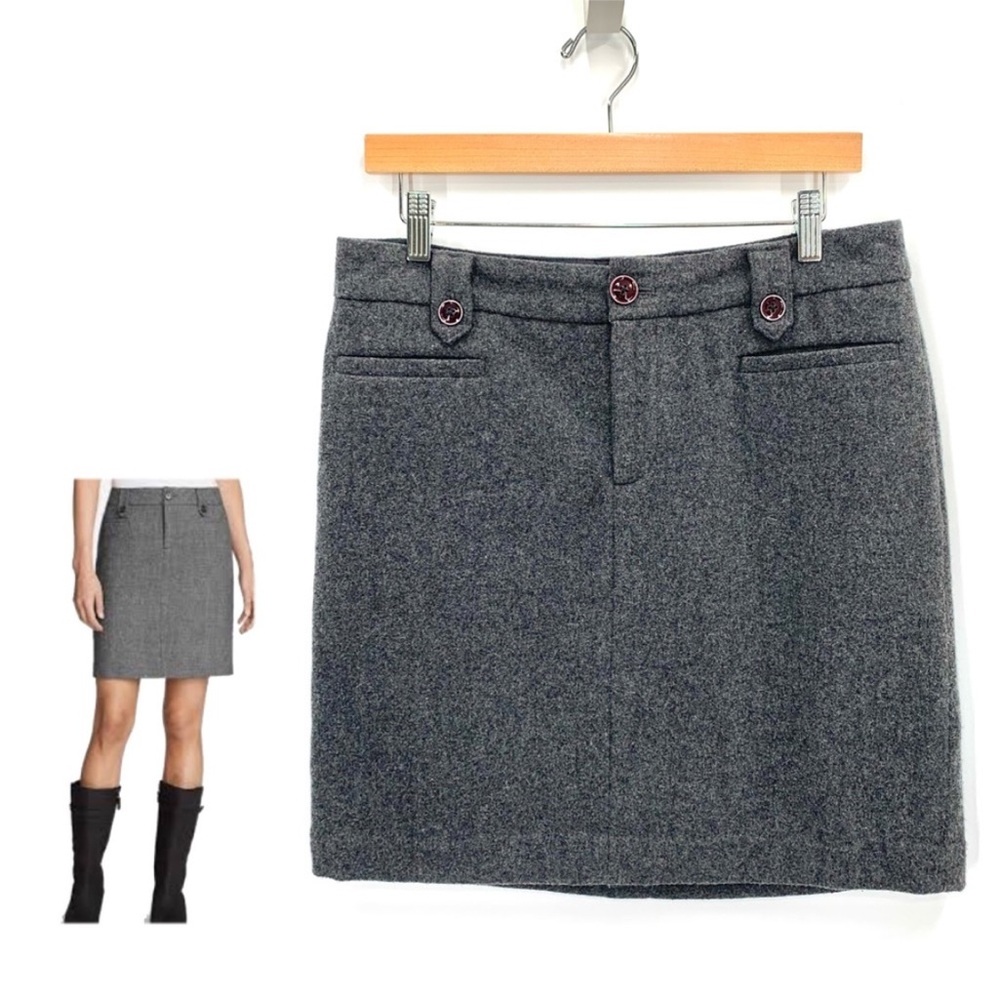 Eddie Bauer Gray Wool Blend Mini Skirt Light Academia Size 6 Old Money Preppy